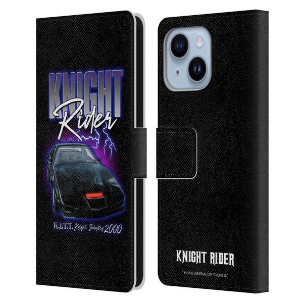 Knight Rider Graphics Kitt 2000 Leather Book Wallet Case Cover For Apple iPhone 14 Plus