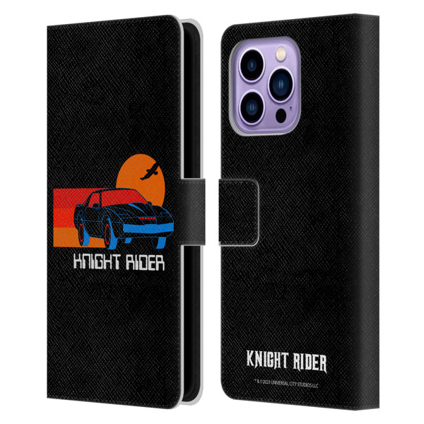 Knight Rider Graphics Kitt Sunset Leather Book Wallet Case Cover For Apple iPhone 14 Pro Max