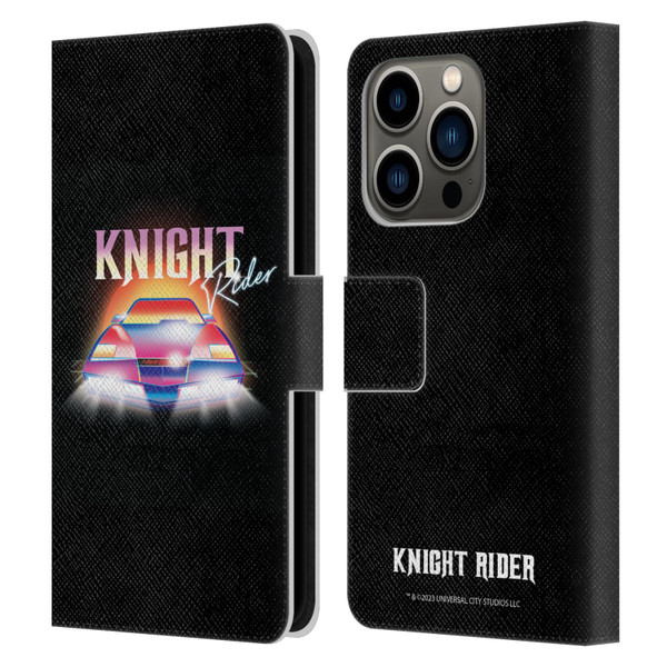 Knight Rider Graphics Kitt 80's Neon Leather Book Wallet Case Cover For Apple iPhone 14 Pro
