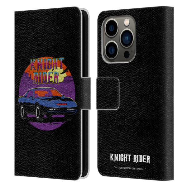 Knight Rider Graphics Kitt Vintage Leather Book Wallet Case Cover For Apple iPhone 14 Pro