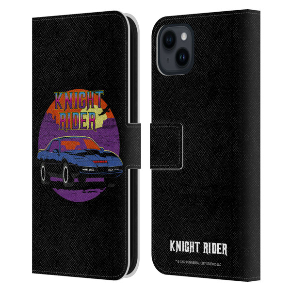 Knight Rider Graphics Kitt Vintage Leather Book Wallet Case Cover For Apple iPhone 15 Plus