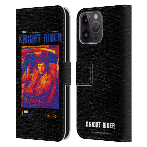 Knight Rider Graphics Michael Knight Driving Leather Book Wallet Case Cover For Apple iPhone 15 Pro Max