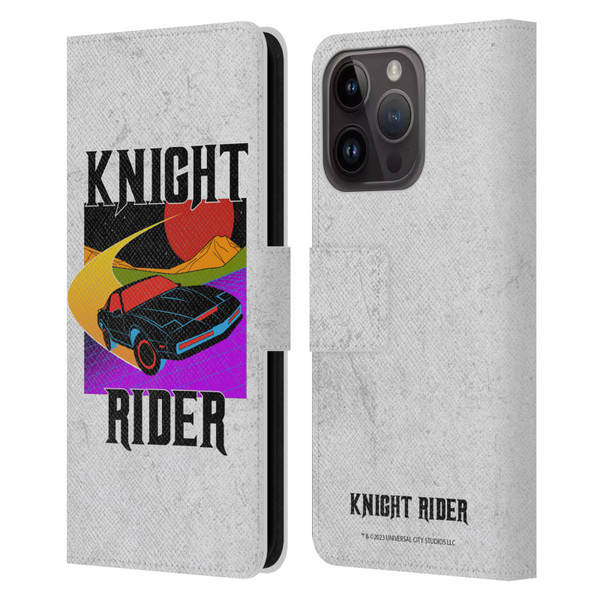 Knight Rider Graphics Kitt Speed Leather Book Wallet Case Cover For Apple iPhone 15 Pro