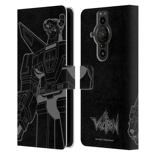 Voltron Graphics Oversized Black Robot Leather Book Wallet Case Cover For Sony Xperia Pro-I