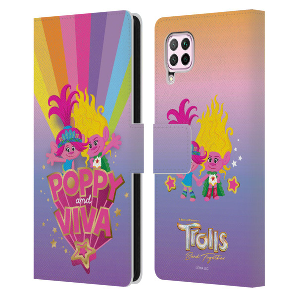 Trolls 3: Band Together Art Rainbow Leather Book Wallet Case Cover For Huawei Nova 6 SE / P40 Lite