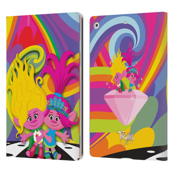 Trolls 3: Band Together Art Poppy And Viva Leather Book Wallet Case Cover For Apple iPad 10.2 2019/2020/2021