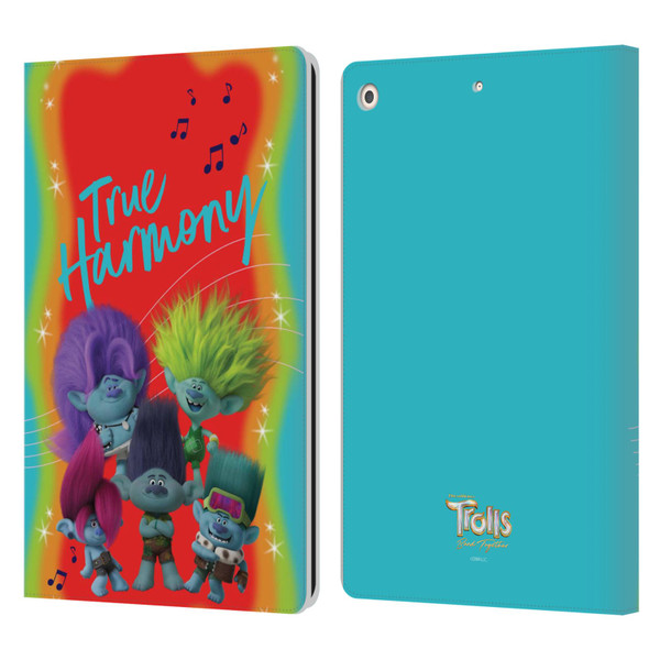 Trolls 3: Band Together Art True Harmony Leather Book Wallet Case Cover For Apple iPad 10.2 2019/2020/2021