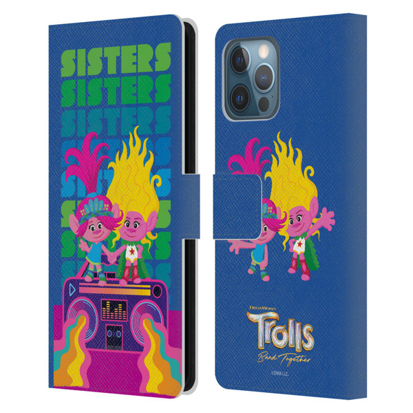 Trolls 3: Band Together Art Sisters Leather Book Wallet Case Cover For Apple iPhone 12 Pro Max