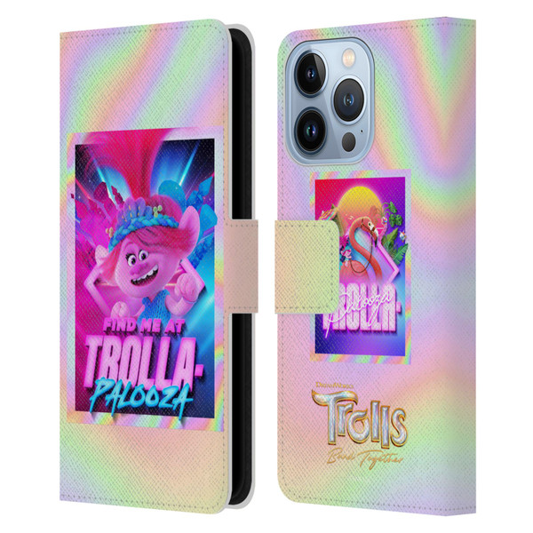 Trolls 3: Band Together Art Trolla-Palooza Leather Book Wallet Case Cover For Apple iPhone 13 Pro