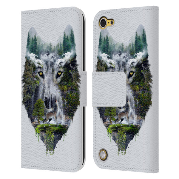Riza Peker Animal Abstract Wolf Nature Leather Book Wallet Case Cover For Apple iPod Touch 5G 5th Gen