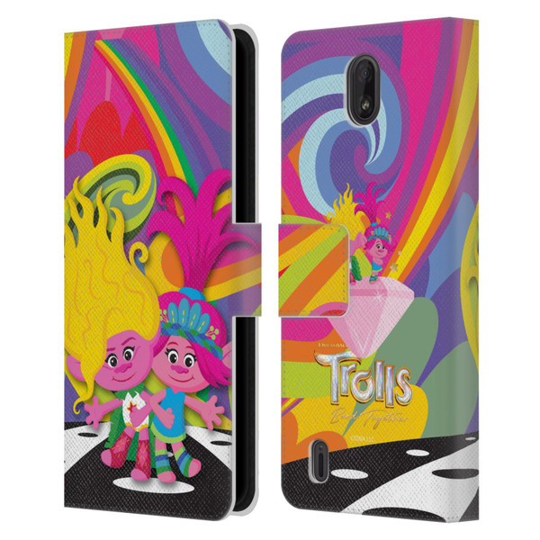 Trolls 3: Band Together Art Poppy And Viva Leather Book Wallet Case Cover For Nokia C01 Plus/C1 2nd Edition