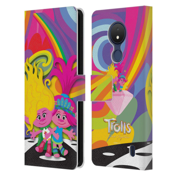 Trolls 3: Band Together Art Poppy And Viva Leather Book Wallet Case Cover For Nokia C21