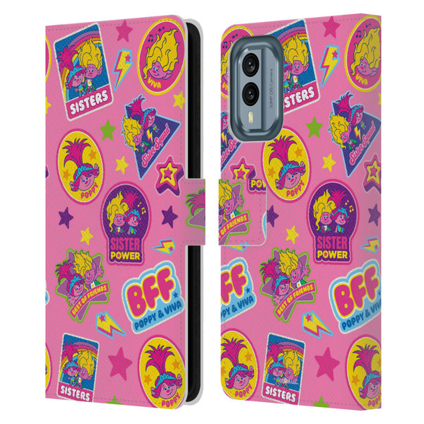 Trolls 3: Band Together Art Pink Pattern Leather Book Wallet Case Cover For Nokia X30