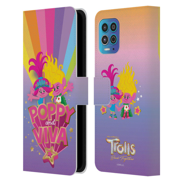 Trolls 3: Band Together Art Rainbow Leather Book Wallet Case Cover For Motorola Moto G100