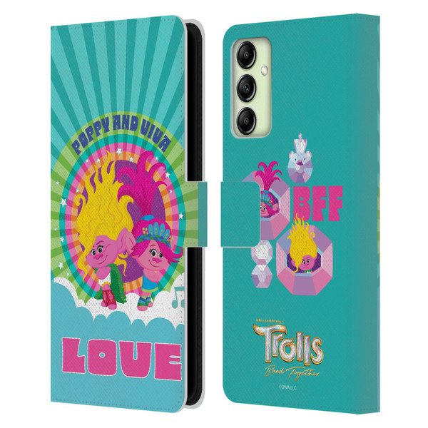 Trolls 3: Band Together Art Love Leather Book Wallet Case Cover For Samsung Galaxy A14 5G
