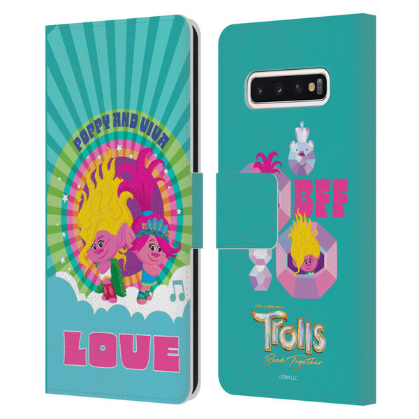 Trolls 3: Band Together Art Love Leather Book Wallet Case Cover For Samsung Galaxy S10