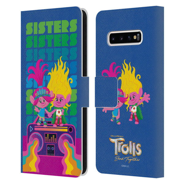 Trolls 3: Band Together Art Sisters Leather Book Wallet Case Cover For Samsung Galaxy S10+ / S10 Plus