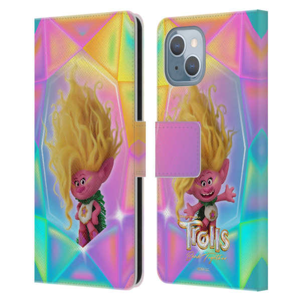 Trolls 3: Band Together Graphics Viva Leather Book Wallet Case Cover For Apple iPhone 14