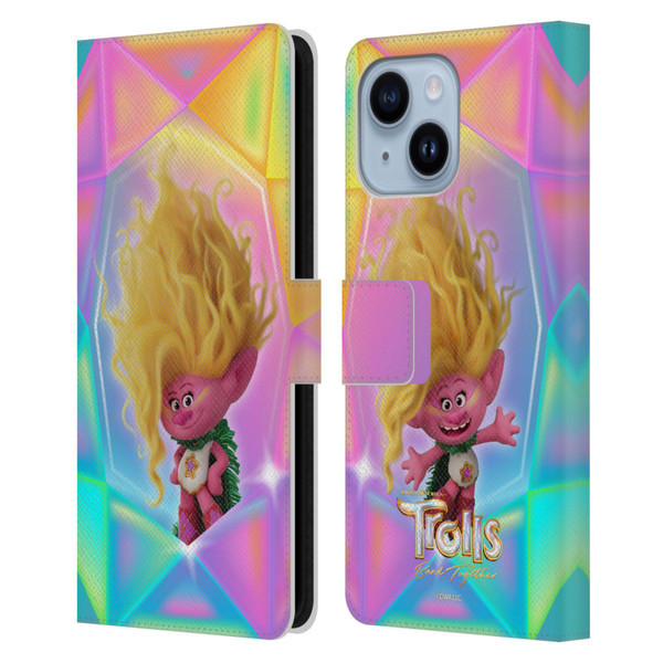 Trolls 3: Band Together Graphics Viva Leather Book Wallet Case Cover For Apple iPhone 14 Plus