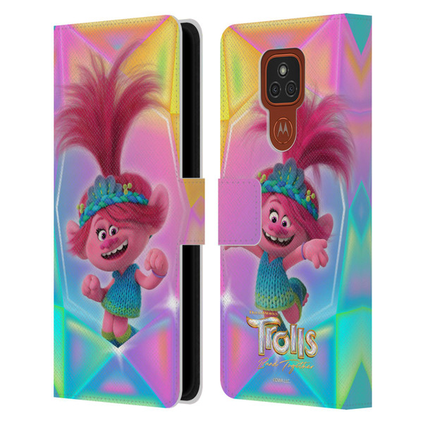 Trolls 3: Band Together Graphics Poppy Leather Book Wallet Case Cover For Motorola Moto E7 Plus