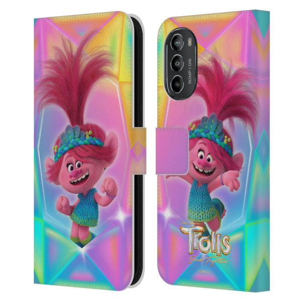 Trolls 3: Band Together Graphics Poppy Leather Book Wallet Case Cover For Motorola Moto G82 5G