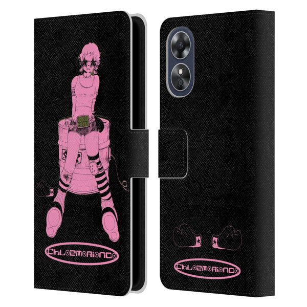 Chloe Moriondo Graphics Pink Leather Book Wallet Case Cover For OPPO A17
