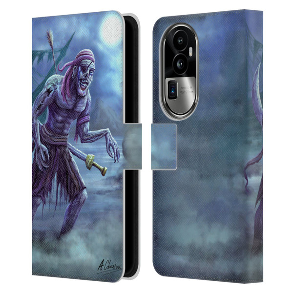 Anthony Christou Art Zombie Pirate Leather Book Wallet Case Cover For OPPO Reno10 Pro+