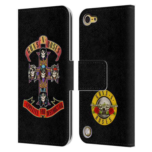Guns N' Roses Key Art Appetite For Destruction Leather Book Wallet Case Cover For Apple iPod Touch 5G 5th Gen
