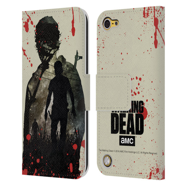 AMC The Walking Dead Silhouettes Rick Leather Book Wallet Case Cover For Apple iPod Touch 5G 5th Gen