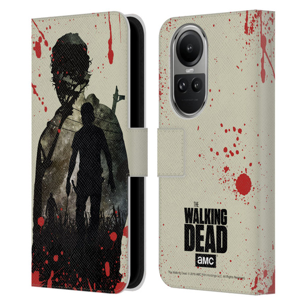 AMC The Walking Dead Silhouettes Rick Leather Book Wallet Case Cover For OPPO Reno10 5G / Reno10 Pro 5G