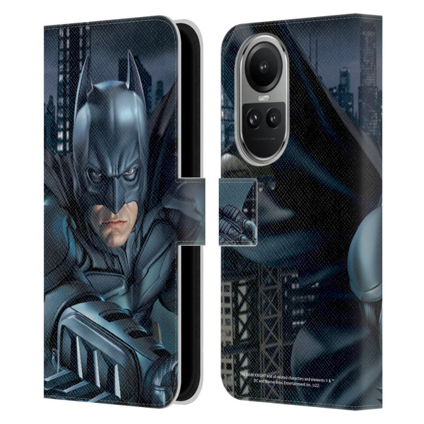 The Dark Knight Character Art Batman Leather Book Wallet Case Cover For OPPO Reno10 5G / Reno10 Pro 5G