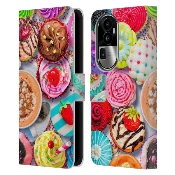 Aimee Stewart Colourful Sweets Cupcakes And Cocoa Leather Book Wallet Case Cover For OPPO Reno10 Pro+