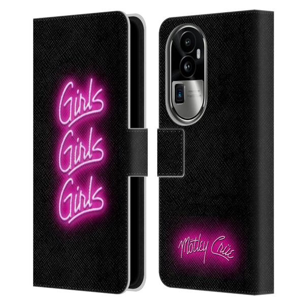 Motley Crue Logos Girls Neon Leather Book Wallet Case Cover For OPPO Reno10 Pro+