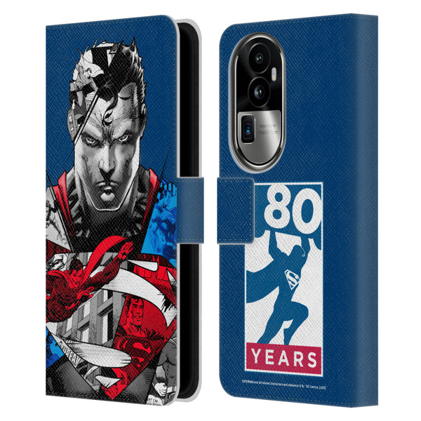 Superman DC Comics 80th Anniversary Collage Leather Book Wallet Case Cover For OPPO Reno10 Pro+