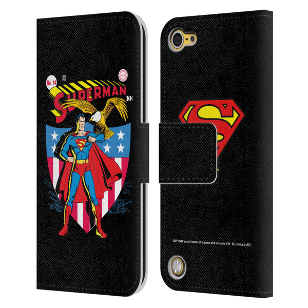 Superman DC Comics Famous Comic Book Covers Number 14 Leather Book Wallet Case Cover For Apple iPod Touch 5G 5th Gen