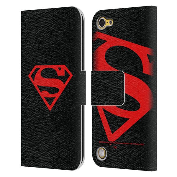 Superman DC Comics Logos Black And Red Leather Book Wallet Case Cover For Apple iPod Touch 5G 5th Gen