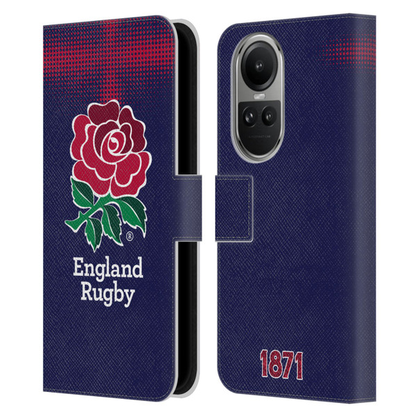 England Rugby Union 2016/17 The Rose Alternate Kit Leather Book Wallet Case Cover For OPPO Reno10 5G / Reno10 Pro 5G