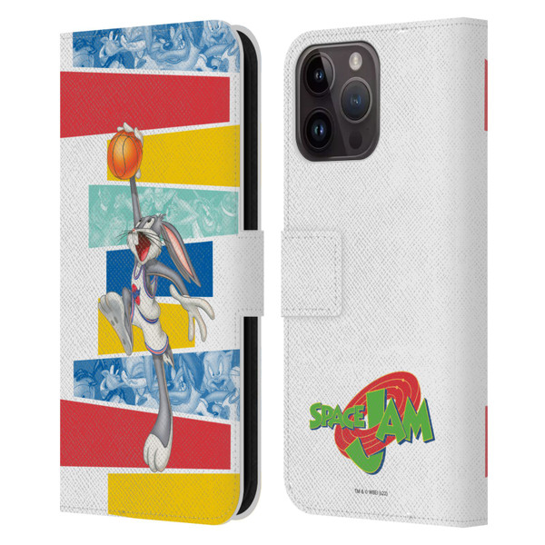 Space Jam (1996) Graphics Bugs Bunny Leather Book Wallet Case Cover For Apple iPhone 15 Pro Max