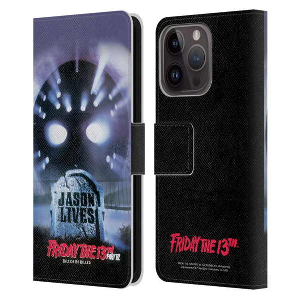 Friday the 13th Part VI Jason Lives Key Art Poster Leather Book Wallet Case Cover For Apple iPhone 15 Pro