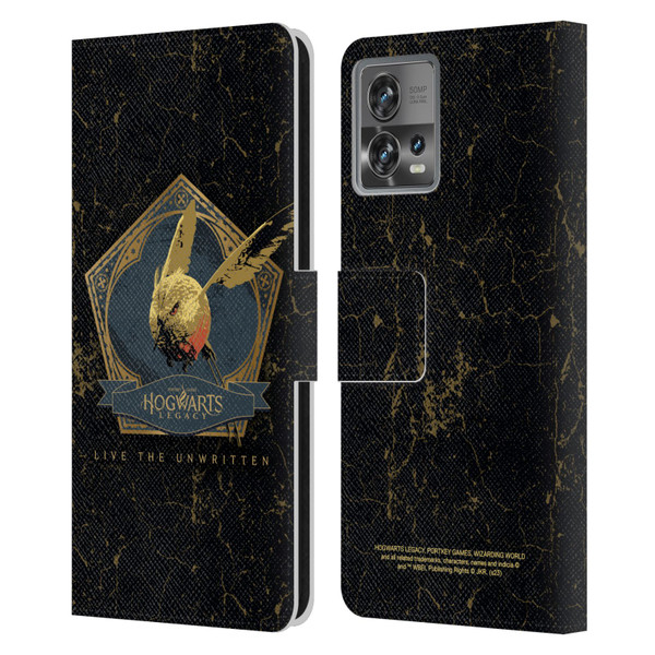 Hogwarts Legacy Graphics Golden Snidget Leather Book Wallet Case Cover For Motorola Moto Edge 30 Fusion