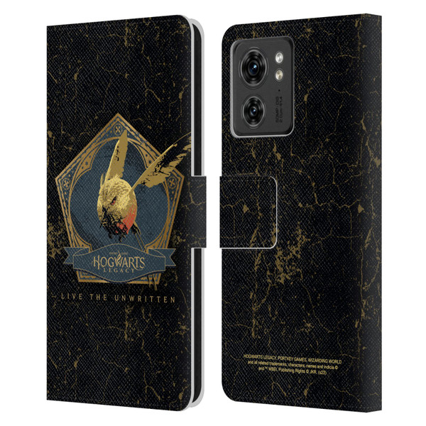 Hogwarts Legacy Graphics Golden Snidget Leather Book Wallet Case Cover For Motorola Moto Edge 40