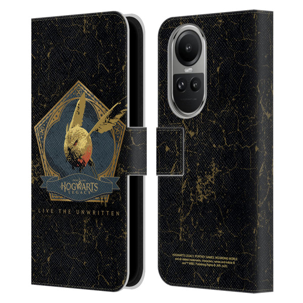 Hogwarts Legacy Graphics Golden Snidget Leather Book Wallet Case Cover For OPPO Reno10 5G / Reno10 Pro 5G