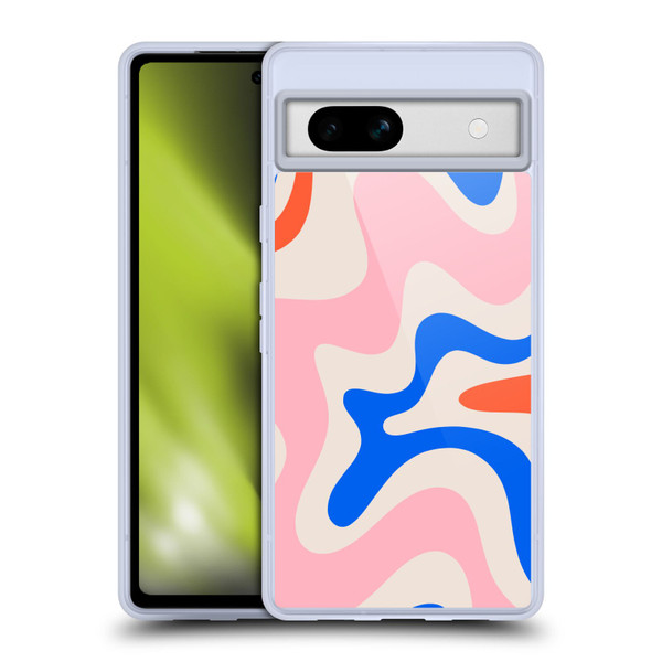Kierkegaard Design Studio Retro Abstract Patterns Pink Blue Orange Swirl Soft Gel Case for Google Pixel 7a