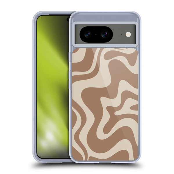 Kierkegaard Design Studio Retro Abstract Patterns Milk Brown Beige Swirl Soft Gel Case for Google Pixel 8