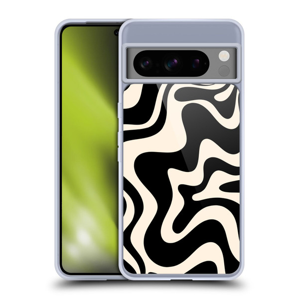 Kierkegaard Design Studio Retro Abstract Patterns Black Almond Cream Swirl Soft Gel Case for Google Pixel 8 Pro