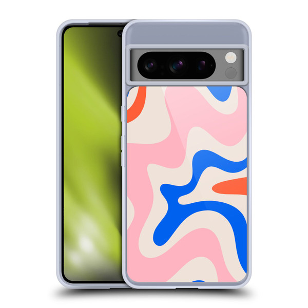 Kierkegaard Design Studio Retro Abstract Patterns Pink Blue Orange Swirl Soft Gel Case for Google Pixel 8 Pro