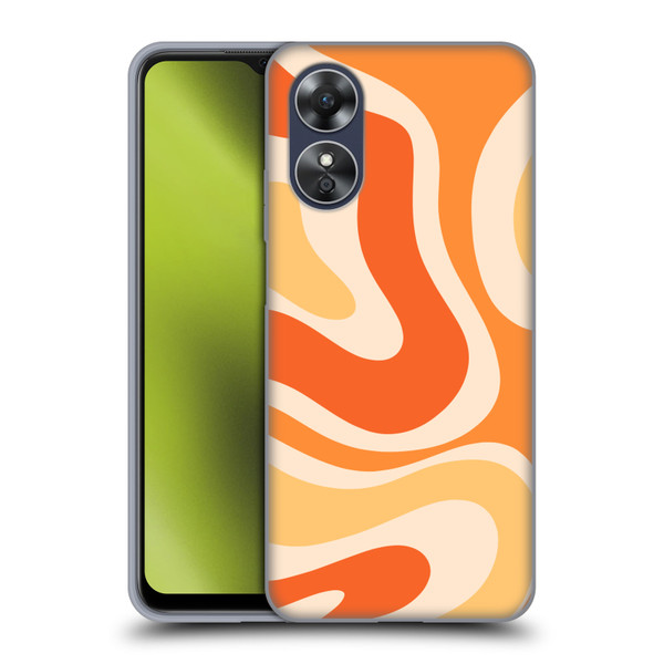Kierkegaard Design Studio Retro Abstract Patterns Modern Orange Tangerine Swirl Soft Gel Case for OPPO A17