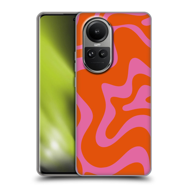 Kierkegaard Design Studio Retro Abstract Patterns Hot Pink Orange Swirl Soft Gel Case for OPPO Reno10 5G / Reno10 Pro 5G