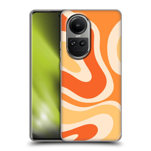 Kierkegaard Design Studio Retro Abstract Patterns Modern Orange Tangerine Swirl Soft Gel Case for OPPO Reno10 5G / Reno10 Pro 5G