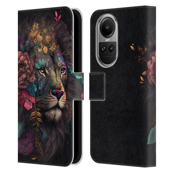 Spacescapes Floral Lions Ethereal Petals Leather Book Wallet Case Cover For OPPO Reno10 5G / Reno10 Pro 5G